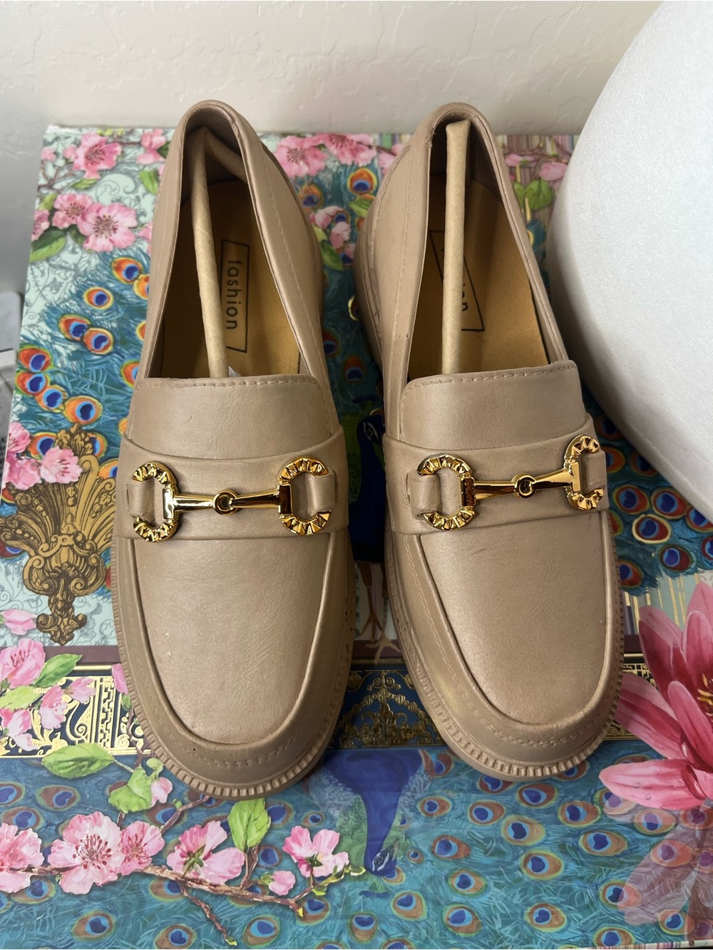Chunky Lug Sole Gold Horsebit Loafers